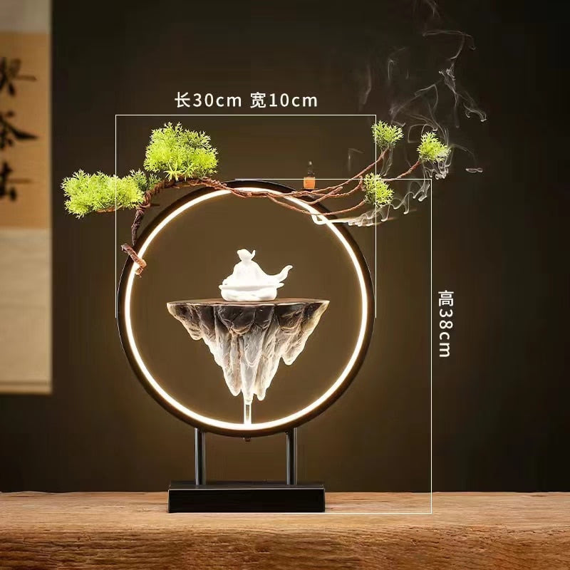 Backflow Incense Burner Household Led Light Ring Living Room Ceramic Melting Candle Burner Holder Creative Chinese Home Decor acacuss
