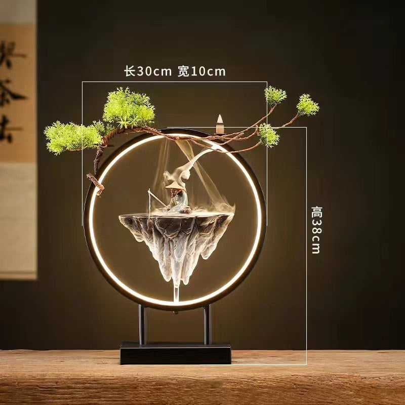 Backflow Incense Burner Household Led Light Ring Living Room Ceramic Melting Candle Burner Holder Creative Chinese Home Decor acacuss