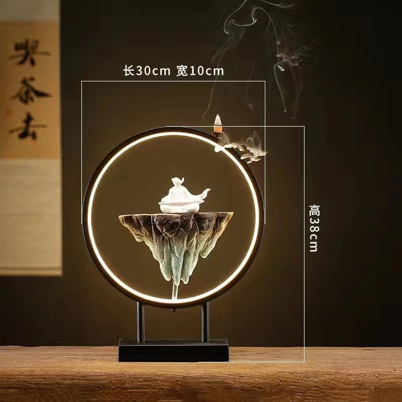 Backflow Incense Burner Household Led Light Ring Living Room Ceramic Melting Candle Burner Holder Creative Chinese Home Decor acacuss