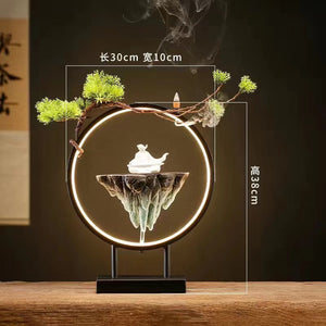 Backflow Incense Burner Household Led Light Ring Living Room Ceramic Melting Candle Burner Holder Creative Chinese Home Decor acacuss