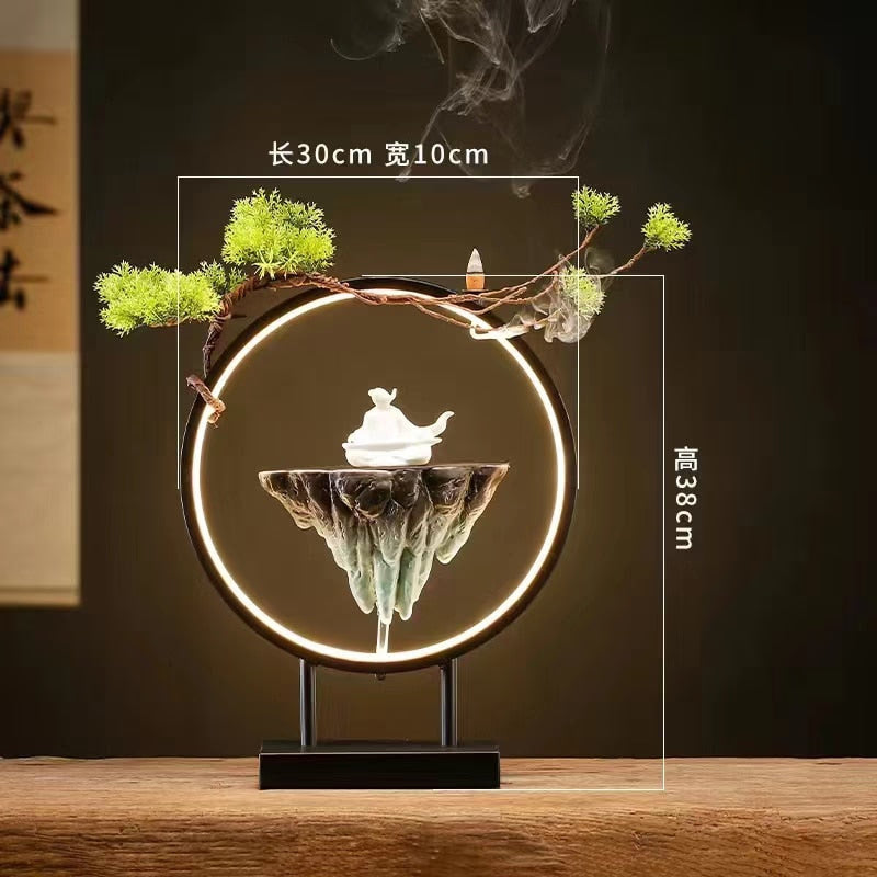 Backflow Incense Burner Household Led Light Ring Living Room Ceramic Melting Candle Burner Holder Creative Chinese Home Decor acacuss
