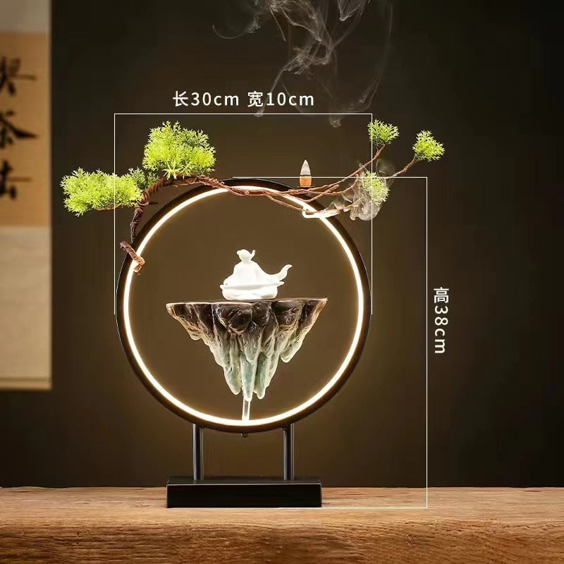 Backflow Incense Burner Household Led Light Ring Living Room Ceramic Melting Candle Burner Holder Creative Chinese Home Decor acacuss