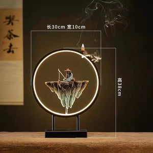 Backflow Incense Burner Household Led Light Ring Living Room Ceramic Melting Candle Burner Holder Creative Chinese Home Decor acacuss