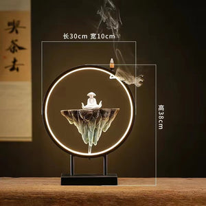 Backflow Incense Burner Household Led Light Ring Living Room Ceramic Melting Candle Burner Holder Creative Chinese Home Decor acacuss