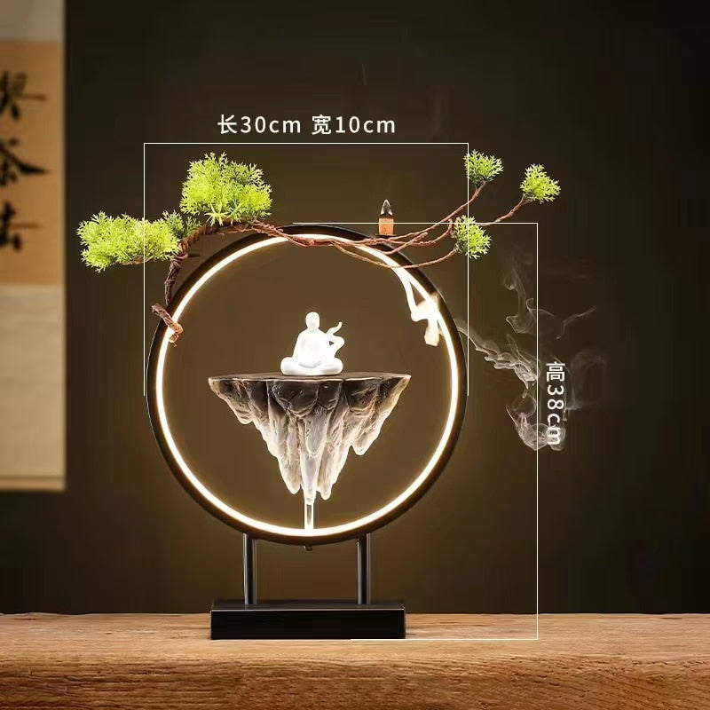 Backflow Incense Burner Household Led Light Ring Living Room Ceramic Melting Candle Burner Holder Creative Chinese Home Decor acacuss