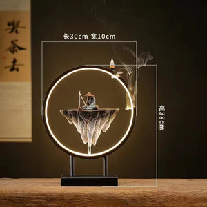 Backflow Incense Burner Household Led Light Ring Living Room Ceramic Melting Candle Burner Holder Creative Chinese Home Decor acacuss