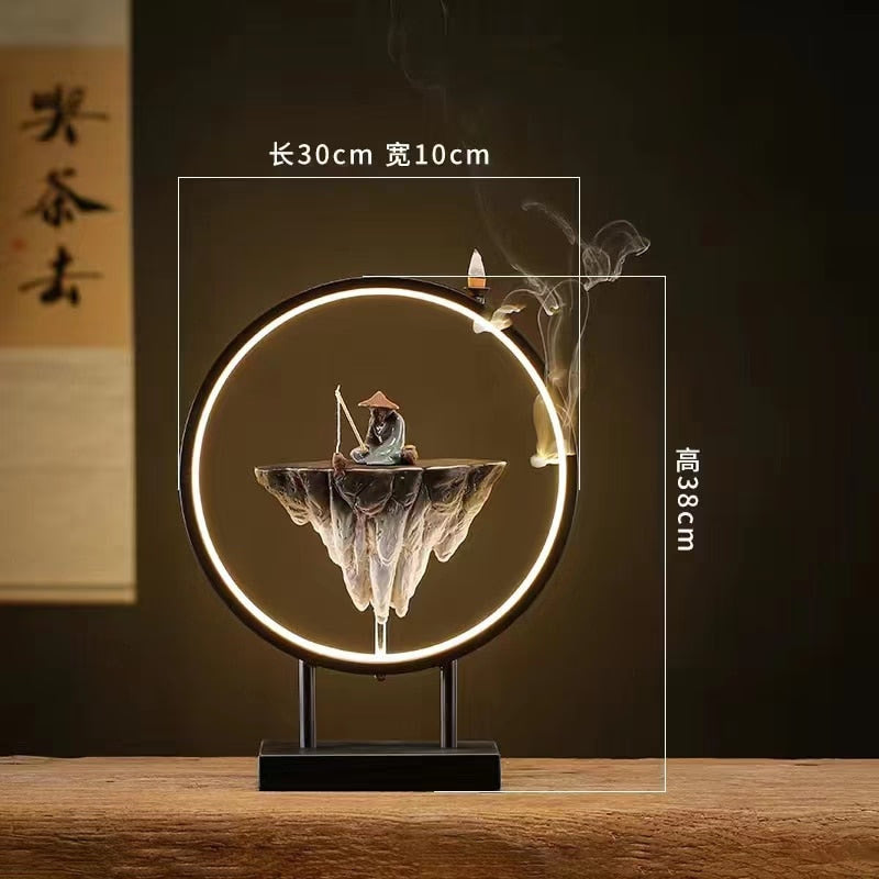 Backflow Incense Burner Household Led Light Ring Living Room Ceramic Melting Candle Burner Holder Creative Chinese Home Decor acacuss