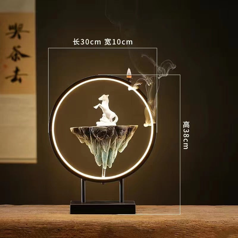 Backflow Incense Burner Household Led Light Ring Living Room Ceramic Melting Candle Burner Holder Creative Chinese Home Decor acacuss