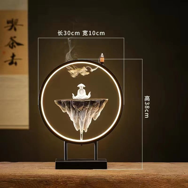 Backflow Incense Burner Household Led Light Ring Living Room Ceramic Melting Candle Burner Holder Creative Chinese Home Decor acacuss