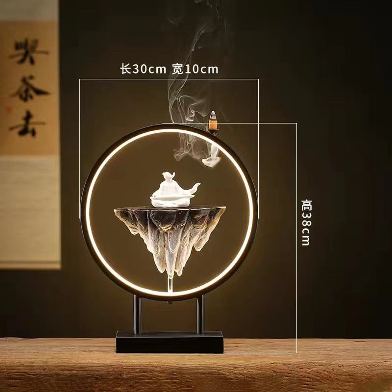 Backflow Incense Burner Household Led Light Ring Living Room Ceramic Melting Candle Burner Holder Creative Chinese Home Decor acacuss