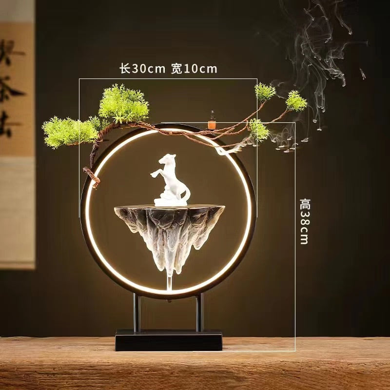Backflow Incense Burner Household Led Light Ring Living Room Ceramic Melting Candle Burner Holder Creative Chinese Home Decor acacuss