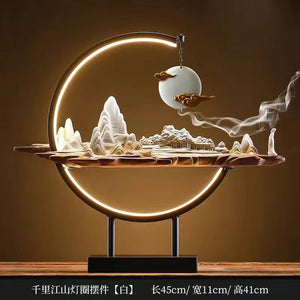 Backflow Incense Burner Household Led Light Ring Living Room Ceramic Melting Candle Burner Holder Creative Chinese Home Decor acacuss