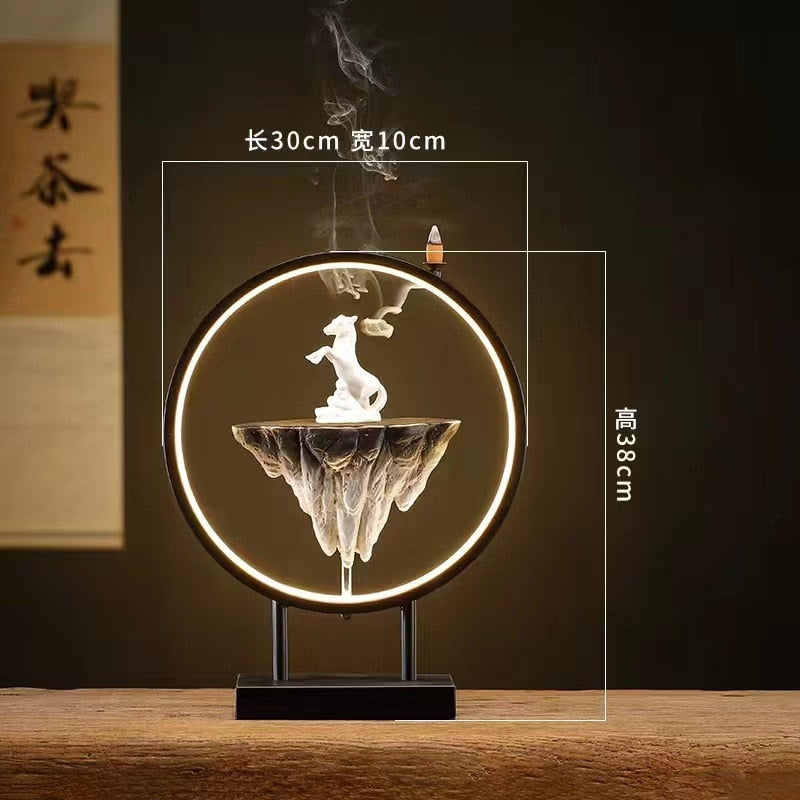Backflow Incense Burner Household Led Light Ring Living Room Ceramic Melting Candle Burner Holder Creative Chinese Home Decor acacuss
