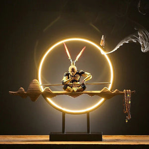 Backflow holder for incense sticks - Chinese Zen Monkey King acacuss