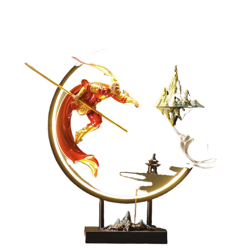 Backflow incense holder burner Chinese Style Led Light Ring Living Room Porch Zen Home acacuss