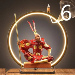 Backflow incense holder burner Chinese Style Led Light Ring Living Room Porch Zen Home acacuss