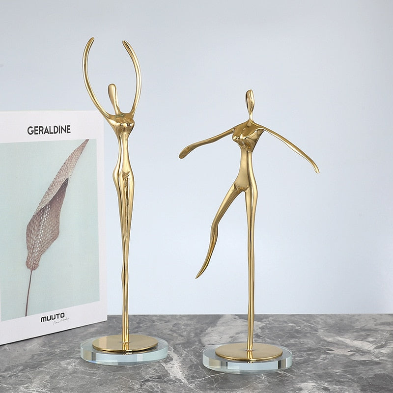 Ballet Girl Statue Advanced Metal Abstract Character Statue Dance Sculpture Home Decoration Birthday Party Souvenir Gifts acacuss