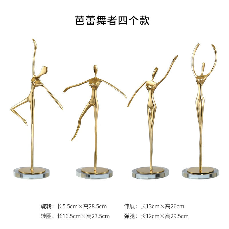 Ballet Girl Statue Advanced Metal Abstract Character Statue Dance Sculpture Home Decoration Birthday Party Souvenir Gifts acacuss