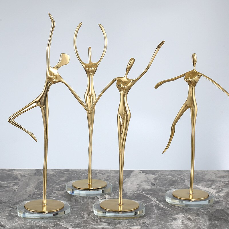 Ballet Girl Statue Advanced Metal Abstract Character Statue Dance Sculpture Home Decoration Birthday Party Souvenir Gifts acacuss