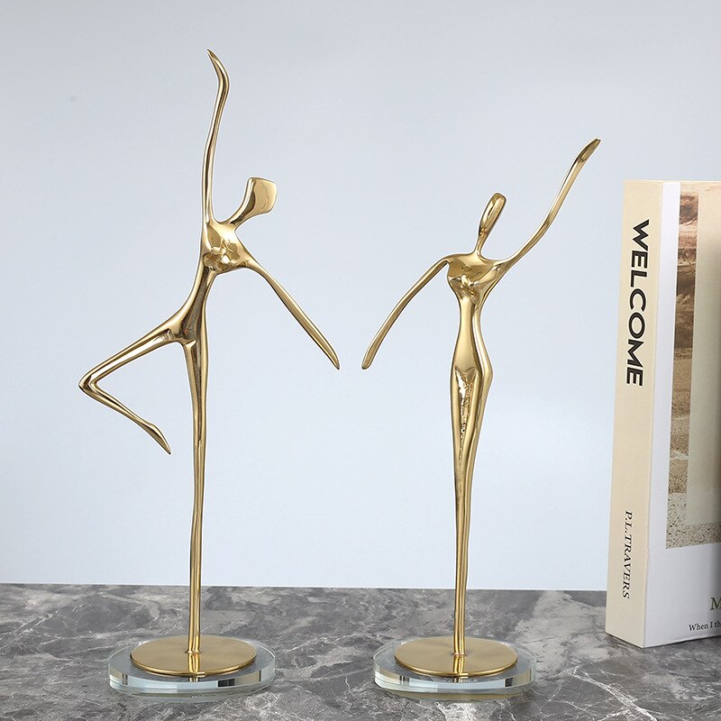 Ballet Girl Statue Advanced Metal Abstract Character Statue Dance Sculpture Home Decoration Birthday Party Souvenir Gifts acacuss