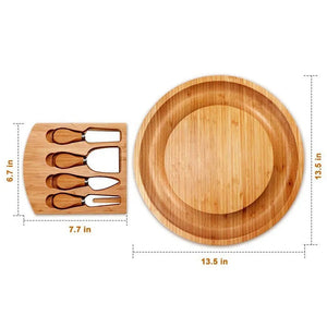 Bamboo Cheese Board Set With Cheese Knife Portable Outdoor Dinner Plates Hotel Restaurant Decoration Accessories Bread Tray set acacuss