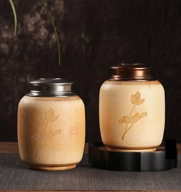 Bamboo Kitchen Vintage Storage cookie & Sugar jar acacuss