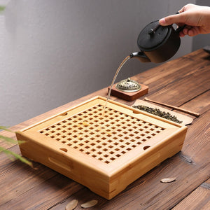 Bamboo tea tray square size | Tea Tray Heavy Natural Bamboo acacuss