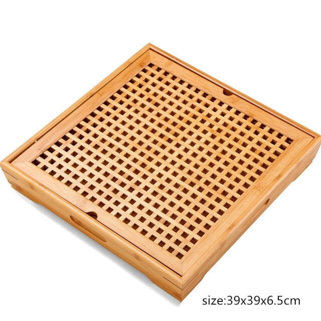 Bamboo tea tray square size | Tea Tray Heavy Natural Bamboo acacuss