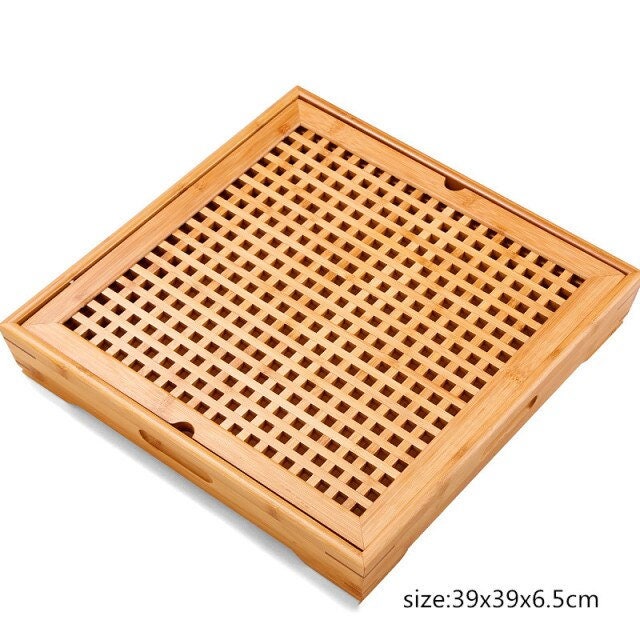 Bamboo tea tray square size | Tea Tray Heavy Natural Bamboo acacuss