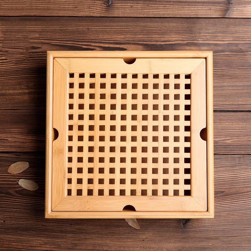 Bamboo tea tray square size | Tea Tray Heavy Natural Bamboo acacuss