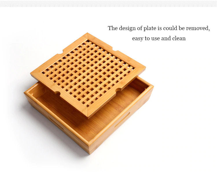Bamboo tea tray square size | Tea Tray Heavy Natural Bamboo acacuss