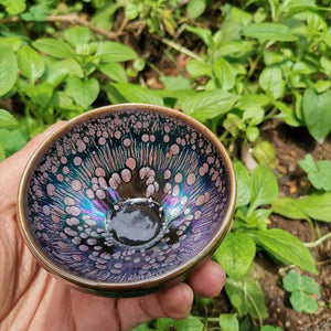 Beautiful Color Tenmoku Tea Cup Chinese Traditional Crafts Pottery Cultural Heritage Ceramic Tea Bowl Gift Pouch/JIANZHAN acacuss