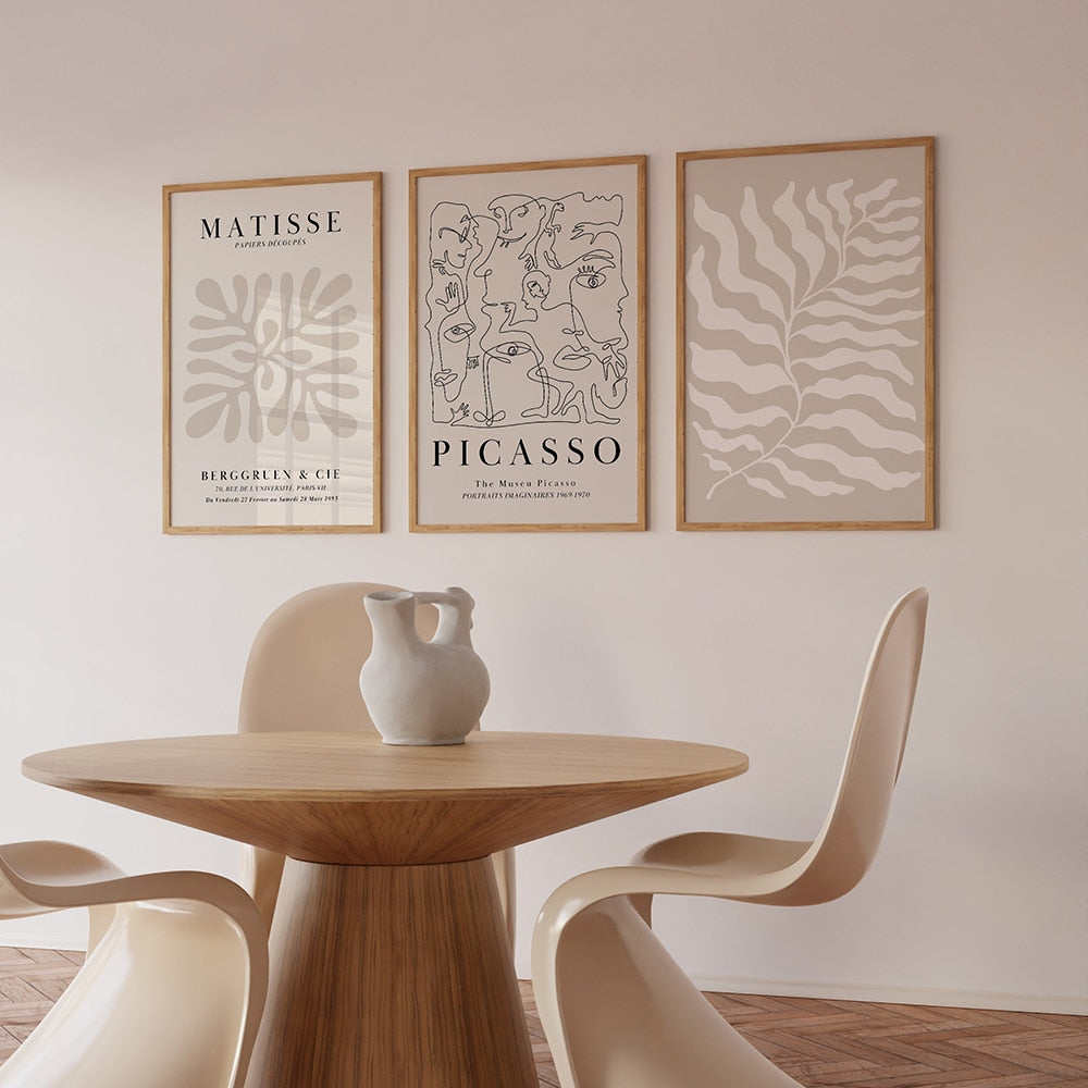 Beige Matisse Poster Nude Picasso Girl Abstract Line Art Print Coral Leaf Canvas Painting Boho Wall Picture Living Room Decor acacuss