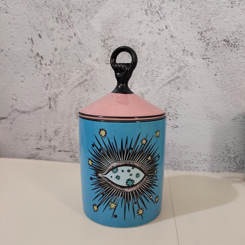 Big Eye Jar Starry Sky Incense Candle Holder with Hand Lid Aromatherapy Candle Jar Handmade Candleabra Home Decoration acacuss