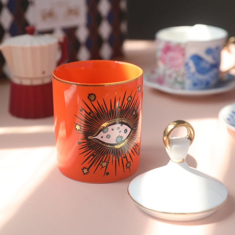 Big Eye Jar Starry Sky Incense Candle Holder with Hand Lid Aromatherapy Candle Jar Handmade Candleabra Home Decoration acacuss