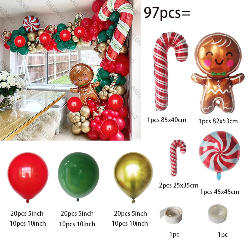 Big Gingerbread Man Balloon Xmas Balloon Toy Christmas Balloon Latex Balloon Christmas Party Decoration New Year 2023 Supplies acacuss