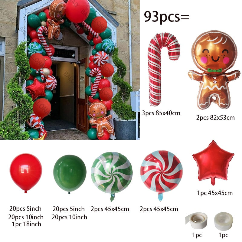 Big Gingerbread Man Balloon Xmas Balloon Toy Christmas Balloon Latex Balloon Christmas Party Decoration New Year 2023 Supplies acacuss