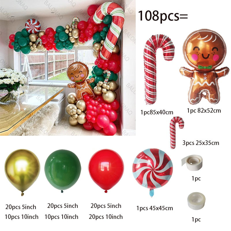 Big Gingerbread Man Balloon Xmas Balloon Toy Christmas Balloon Latex Balloon Christmas Party Decoration New Year 2023 Supplies acacuss