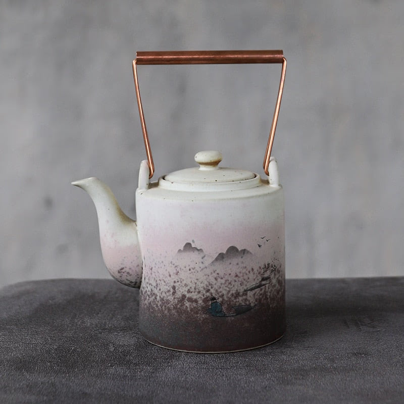 Big capacity ceramic teapots mountain kettle chinese tea pot 400ml acacuss