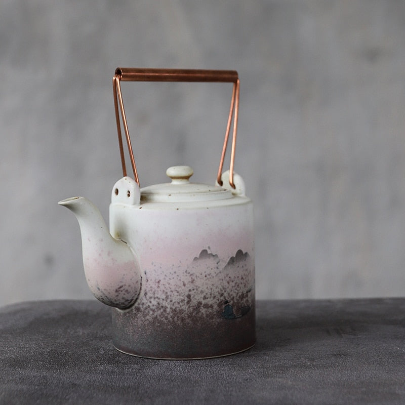 Big capacity ceramic teapots mountain kettle chinese tea pot 400ml acacuss