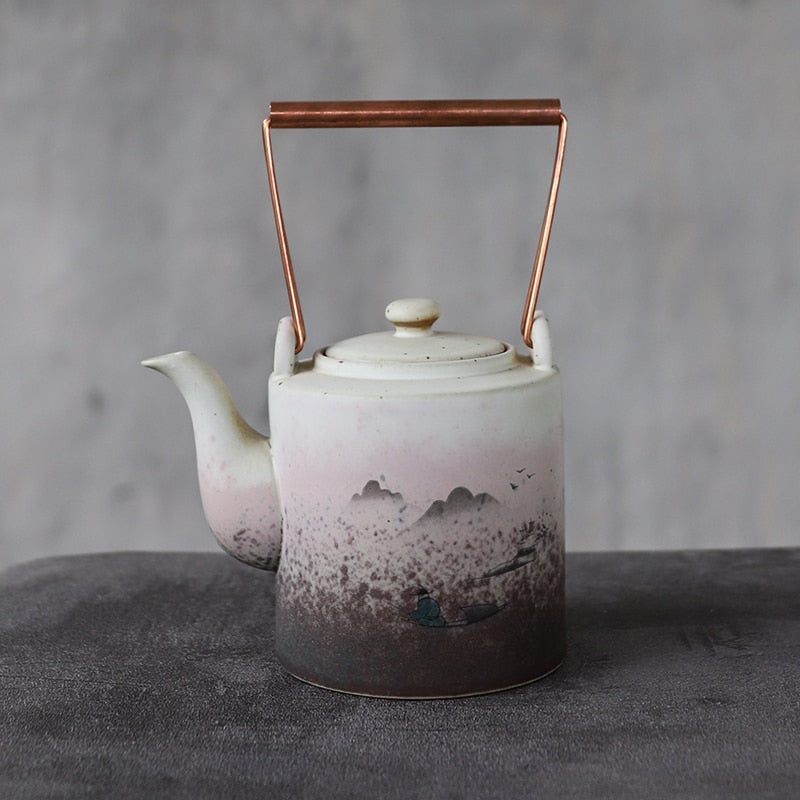 Big capacity ceramic teapots mountain kettle chinese tea pot 400ml acacuss