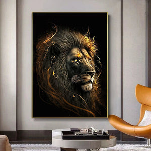 Black And Gold Animals Poster Animal Eagle Lion Carp Wolf Photo Canvas Print Poster Wall Art Decoration Painting Home Decoration acacuss