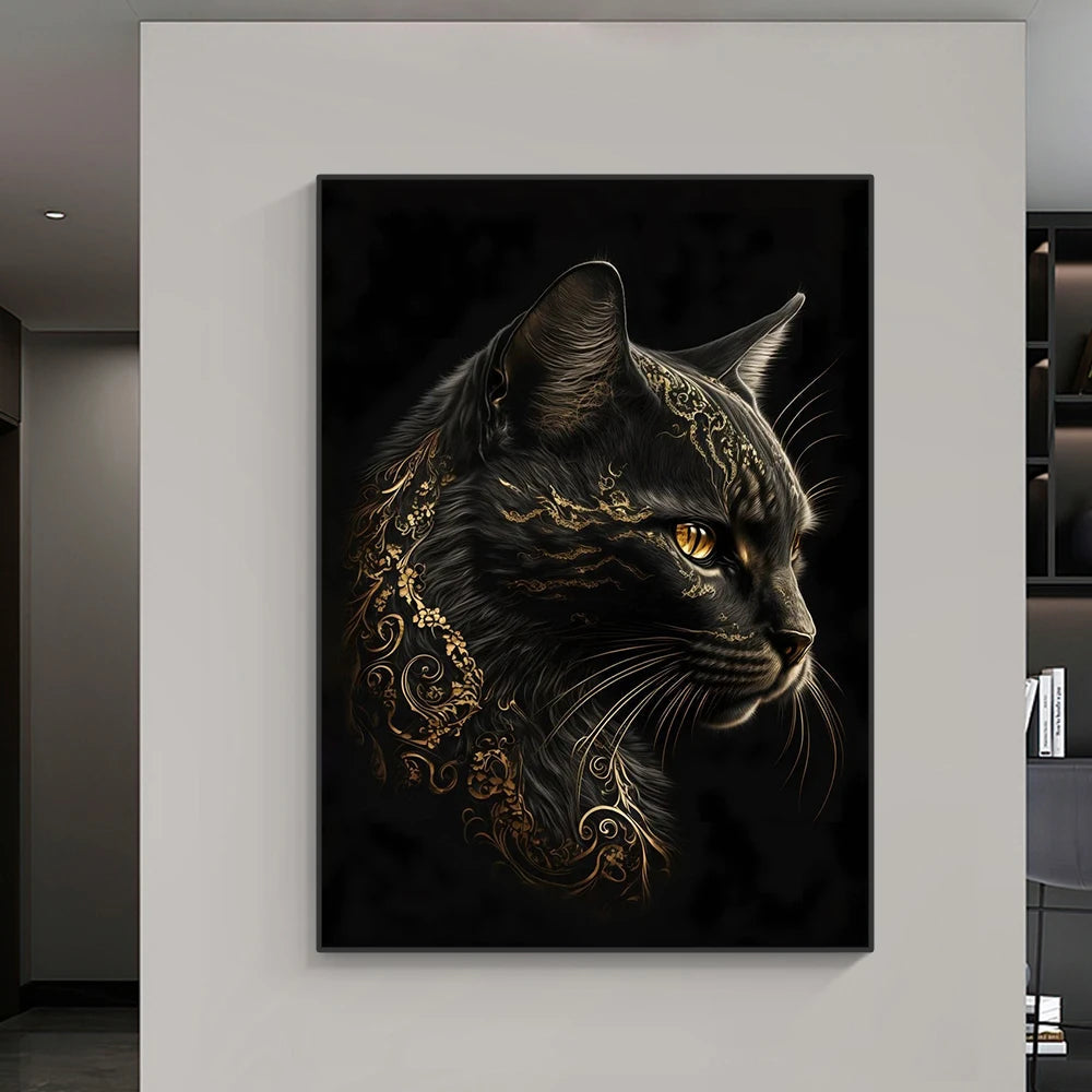 Black And Gold Animals Poster Animal Eagle Lion Carp Wolf Photo Canvas Print Poster Wall Art Decoration Painting Home Decoration acacuss