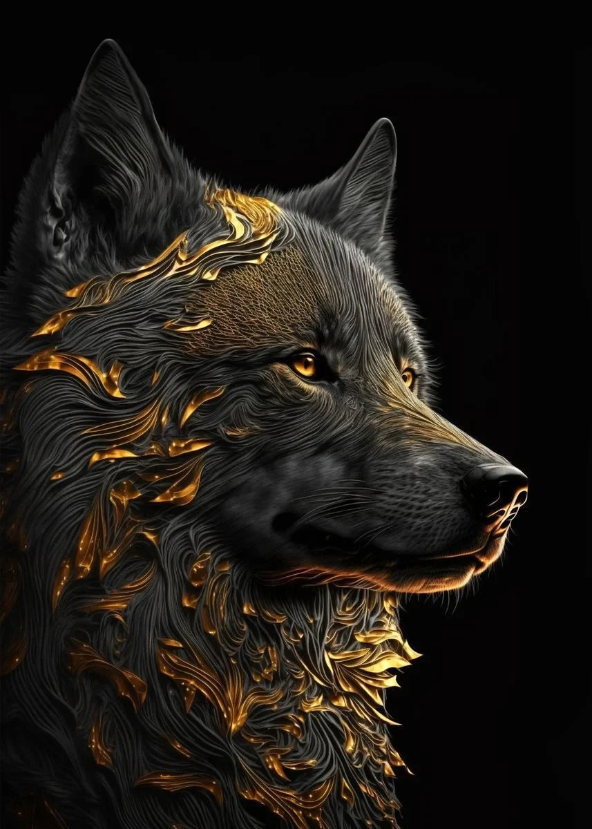 Black And Gold Animals Poster Animal Eagle Lion Carp Wolf Photo Canvas Print Poster Wall Art Decoration Painting Home Decoration acacuss