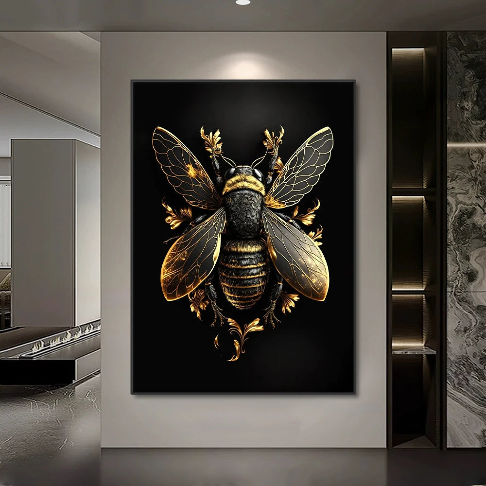 Black And Gold Animals Poster Animal Eagle Lion Carp Wolf Photo Canvas Print Poster Wall Art Decoration Painting Home Decoration acacuss