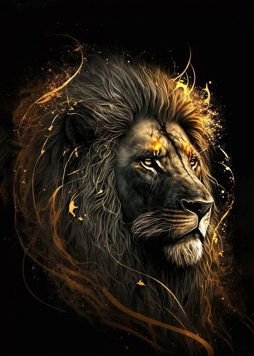 Black And Gold Animals Poster Animal Eagle Lion Carp Wolf Photo Canvas Print Poster Wall Art Decoration Painting Home Decoration acacuss