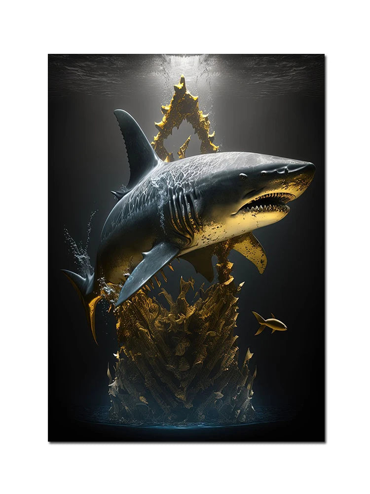 Black And Gold King Animals Monkey Bee Snake Scorpion Lion Canvas Painting Crown Poster Print For Living Room Home Decoration acacuss