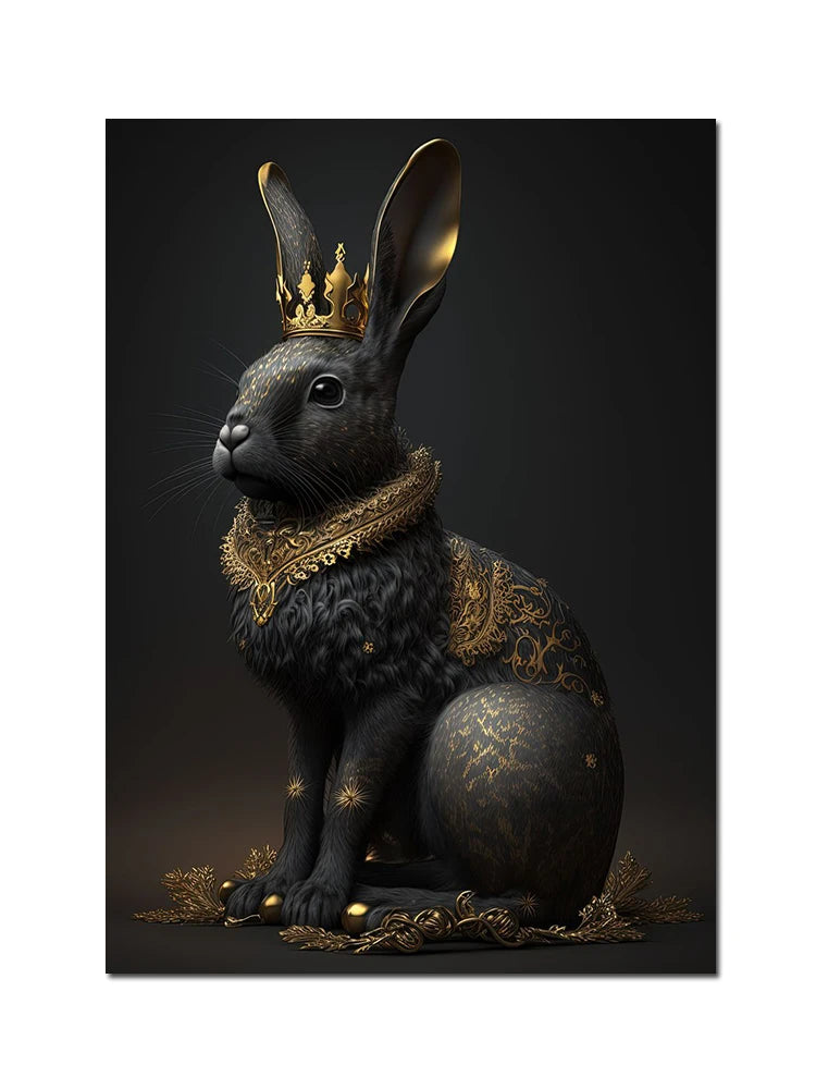 Black And Gold King Animals Monkey Bee Snake Scorpion Lion Canvas Painting Crown Poster Print For Living Room Home Decoration acacuss