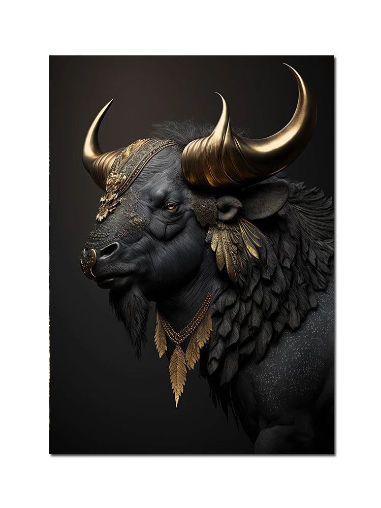 Black And Gold King Animals Monkey Bee Snake Scorpion Lion Canvas Painting Crown Poster Print For Living Room Home Decoration acacuss