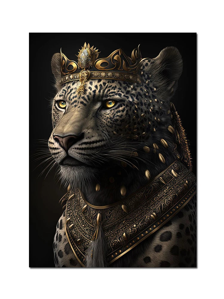 Black And Gold King Animals Monkey Bee Snake Scorpion Lion Canvas Painting Crown Poster Print For Living Room Home Decoration acacuss